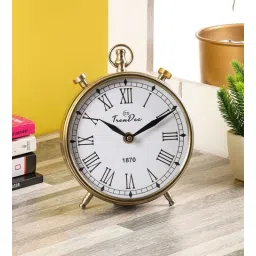 trendec Abigali Golden Metal Analog Table Clock-picture-22