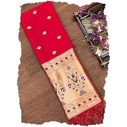 trendify looks Woven Paithani Banarasi Silk Dupatta/Chunni for Women Floral Print Zari Dupatta for Girls Size: 1M x 2.3M in Multiple Color-picture-11