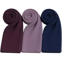 Trending Chiffon Plain Georgette Fancy Hijab/Scarves/Shawl/Stoles/Duppatta Combo of 3 Muslim Women Soft Malaysian College Girls Abaya Scarf Collection-picture-26