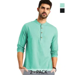 TrendiVastra Selection Of 2 Band Collar Long Sleeves Straight Kurtas-image-6