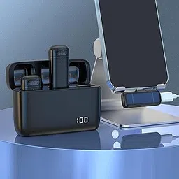 TRENDIVIBE Mini Lapel Mic Compact with Charging Case for Broadcast Vlog Video Recording Black Type C-picture-13