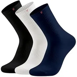 trendmalls Cotton Blend Socks for Mens & Womens, Crew Length, Athletic Odour Free with Arch Support Sports Running wear Unisex Free Size (Packs of 3 & 6)-picture-17