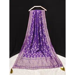 Trendmalls Floral Woven Design Jacquard Silk Dupatta With Zari-picture-21