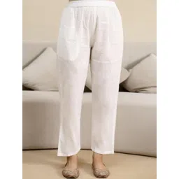 Trendmalls Women Floral Embroidered Cotton Kurti with Trousers & Dupatta image 2