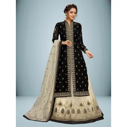 Trendmalls Women Floral Embroidered Regular Beads and Stones Kurta with Skirt & Dupatta-picture-12