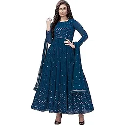trendmalls Women's Georgette Embroidery Salwar Suit Anarkali Kurta Set with Dupatta-picture-27