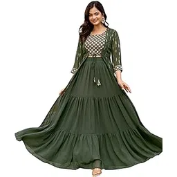 trendmalls Women's Georgette Sequin Embroidery Crop Top Lehenga with Shrug Suit Set For Women-picture-42