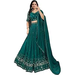 trendmalls Women's Georgette Sequin Embroidery Work Lehenga Choli Unstitch Blouse with Dupatta For Women-picture-13