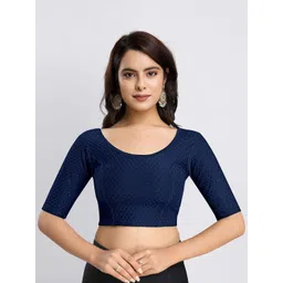 Trendmalls Woven Design Round Neck Saree Blouse-picture-19