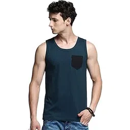 trends tower Men Sleeveless Tank Top with Pocket Dark Green Color-picture-44
