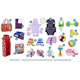 Trendy Dukaan™ - New Born Baby Gift Set for 0-12 Month Baby (Clothes, Bag, Wardrobe, Blanket, Plastic Sheets, Toys) - Baby Shower Gift Set (Colour and Design May Vary) (34 Piece Pack)-picture-19