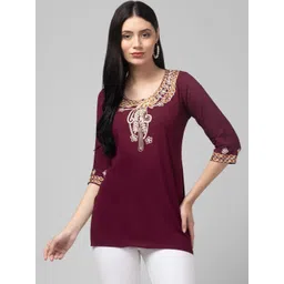 TRENDY ERA Ethnic Motifs Embroidered Thread Work Thread Work Kurti-picture-34