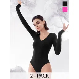TRENDY ERA Pack Of 2 Ribbed V-Neck Bodysuit-picture-27