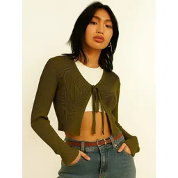 TRENDY ERA Women Striped Crop Tie-Up Shrug-picture-29