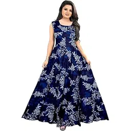 trendy fab Long Rayon Maxi Gown for Women Girls Jwf Women's Rayon Rajasthani Jaipuri Printed Gown (Multicolour, Free Size) Red-picture-32