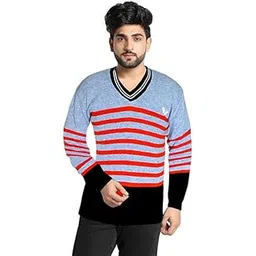 trendy fab Mens Winter V Neck Full Sleeves Woolen Multicolor Sweater-picture-18