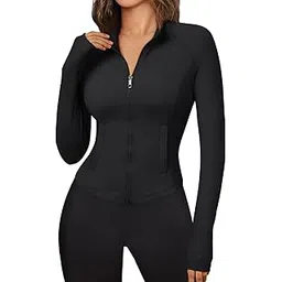 trendy queen Women's Athletic Full Zip Lightweight Jacket Long Sleeve Workout Tops Slim Fit Hoodies-picture-35