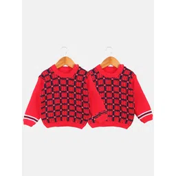 TRENDY WORLD Boys Pack of 2 Red Wool Printed Sweaters-picture-18