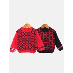 TRENDY WORLD Boys Pack of 2 Red Wool Printed Sweaters-picture-27