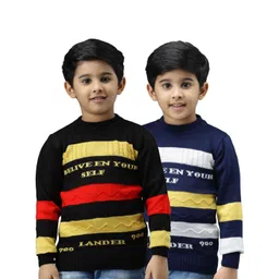 TRENDY WORLD Boys Pack of 2 Striped Woollen Pullover-picture-49