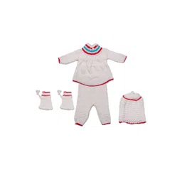 TRENDY WORLD Girls Woollen Scoop Neck Casual Sweater Set With Cap & Pair of Socks-picture-31