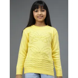 TRENDY WORLD Girls Yellow Solid Wool Sweaters-picture-10