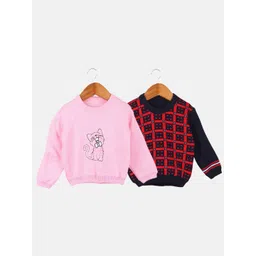 TRENDY WORLD Kids-Unisex Pack of 2 Pink Wool Printed Sweaters-picture-14