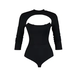 Trendyol Black Solid Cutout Bodysuit image 2