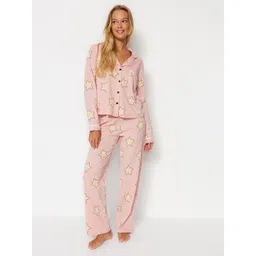 Trendyol Conversational Printed Pure Cotton Night suit-picture-17