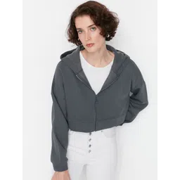 Trendyol Crop Hooded Sporty Jacket-picture-18