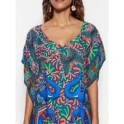 Trendyol Ethnic Motifs Printed Kimono Sleeve Kaftan Mini Dress image 2