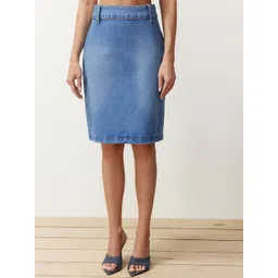 Trendyol Faded Pure cotton Knee-Length Pencil Skirt-picture-18