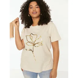 Trendyol Floral Printed Round Neck Pure Cotton T-shirt-picture-37