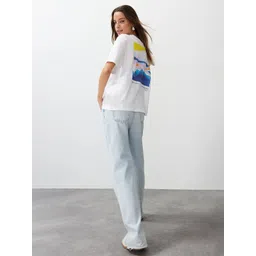 Trendyol Graphic Printed Drop-Shoulder Sleeves Pure Cotton T-shirt-picture-19