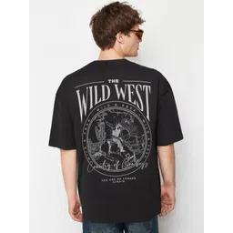 Trendyol Graphic Printed Drop-Shoulder Sleeves Pure Cotton T-shirt-picture-20