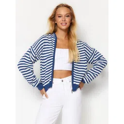 Trendyol Henley Neck Striped Pure Acrylic Cardigan Sweaters-picture-10