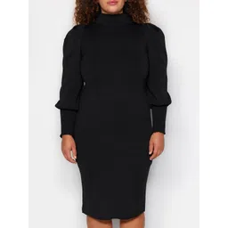Trendyol High Neck Cuffed Sleeves Sheath Dress-picture-12