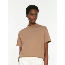 Trendyol High Neck Drop Shoulder Pure Cotton T-shirt-picture-28