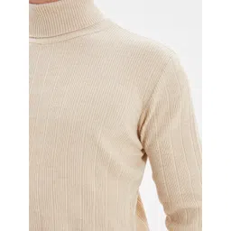 Trendyol Men Beige Ribbed Pullover image 4