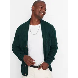 Trendyol Men Green Cable Knit Cardigan-picture-23