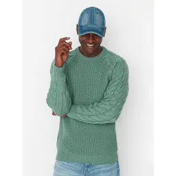 Trendyol Men Green Cable Knit Pullover Sweater-picture-34