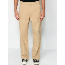 Trendyol Men Mid-Rise Straight Fit Casual Pure Cotton Trousers image 1