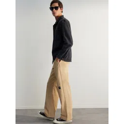 Trendyol Men Mid-Rise Straight Fit Casual Pure Cotton Trousers image 4