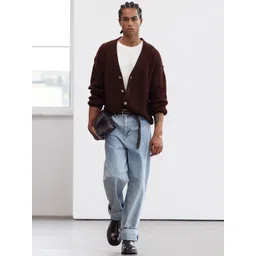 Trendyol Men Self Design Regular Long Sleeves V-Neck Regular Cardigan-image-39