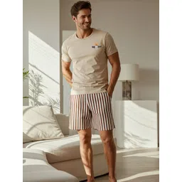 Trendyol Men Striped Pure Cotton Night suit-picture-16