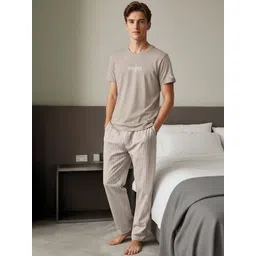 Trendyol Men Typography Printed Striped Night suit-picture-18