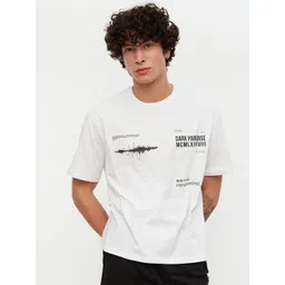 Trendyol Men White & Black Printed Pure Cotton T-shirt-picture-19
