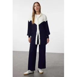 Trendyol Ribbed Self Design Shirt Collar Shirt Sweater And Trousers-picture-31