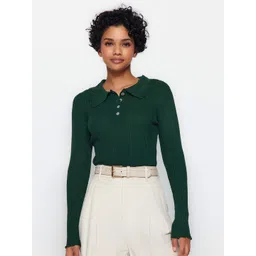 Trendyol Ribbed Shirt Collar Acrylic Pullover Sweater-picture-14