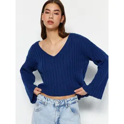 Trendyol Ribbed V-Neck Woollen Pullover-picture-30